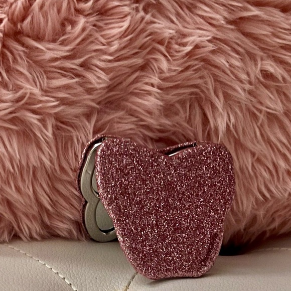 NEW Coach Pink Silver Glitter Butterfly Compact Dual Sided Mirror - Picture 3 of 16